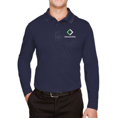 Men's Tall CrownLux Performance® Plaited Long Sleeve Polo Thumbnail